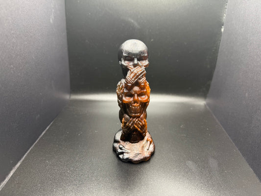 Three Wise Skulls Resin Figurine