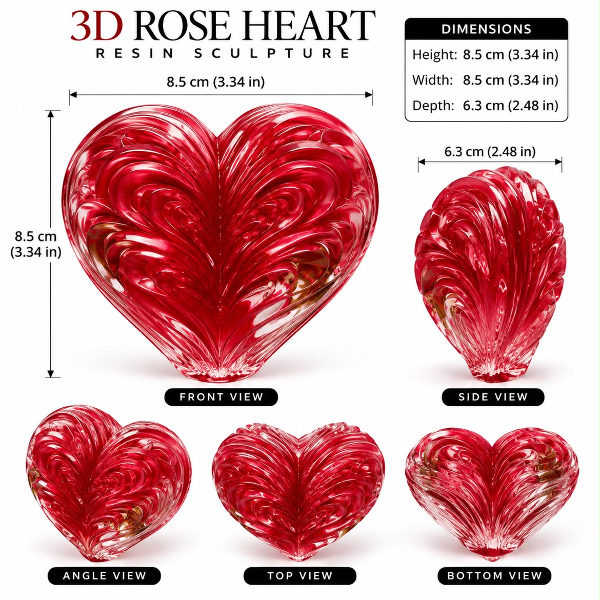 3D Rose Heart