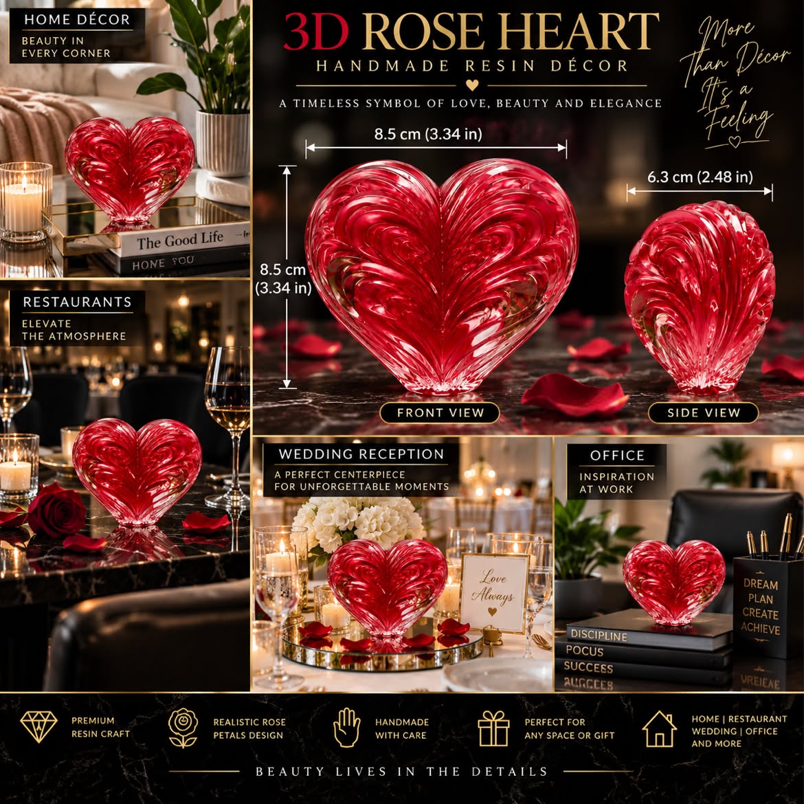 3D Rose Heart